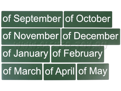 Набор магнитных карточек "Месяцы" (EN) (фон зелёный)