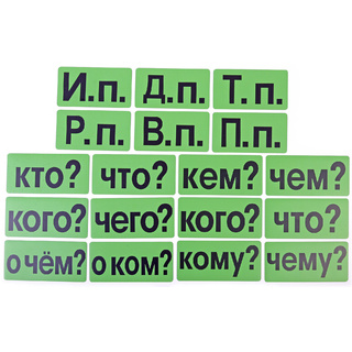 Набор магнитных карточек "Падежи" (фон зелёный)*